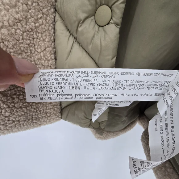 Zara contrasting faux shearling coat jacket big girls size 13-14 - Picture 5 of 5